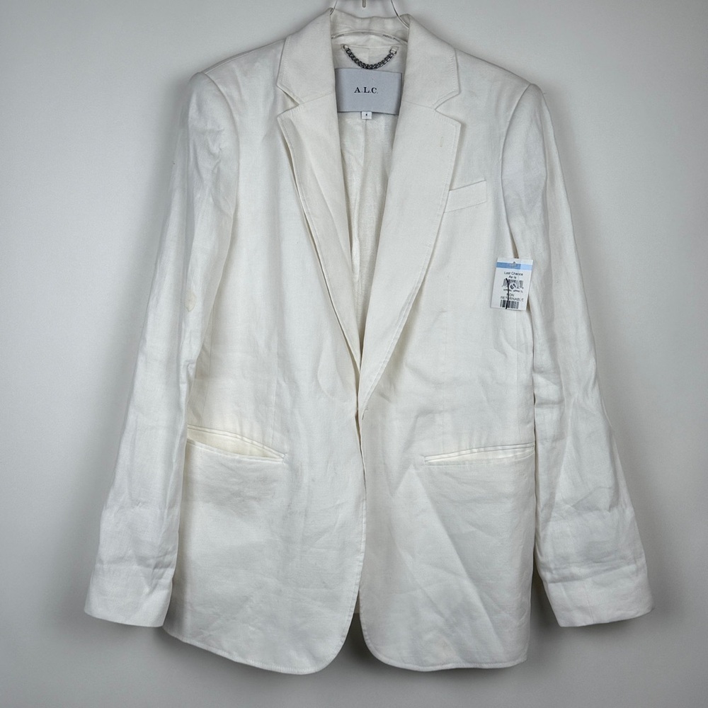 ALC Donovan Linen Blend Lined White Blazer Jacket Size 4 NWT - Picture 4 of 14